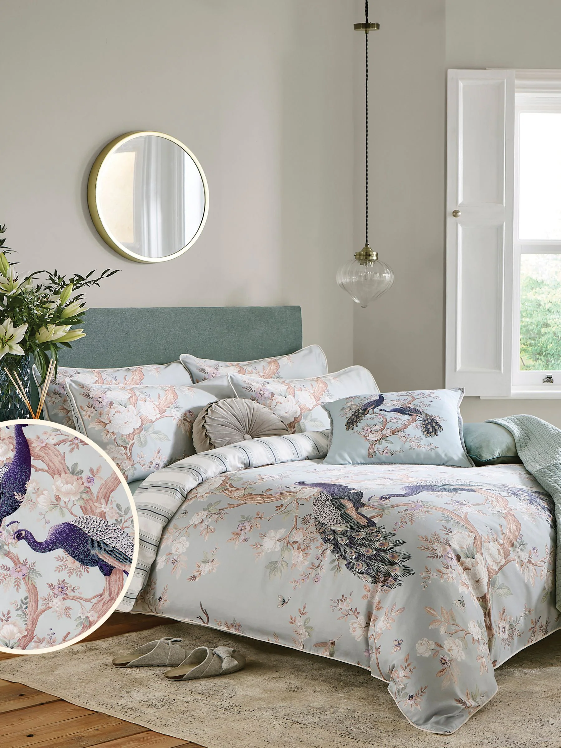 Laura Ashley Belvedere 100% katoensatijn 220 -draads dekbedovertrekset met kussenslopen