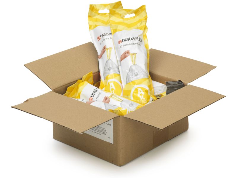 Brabantia Kehrichtsack PerfectFit A 3 l, 200 Stück Müllbeutel, Multipack à 10 Rollen