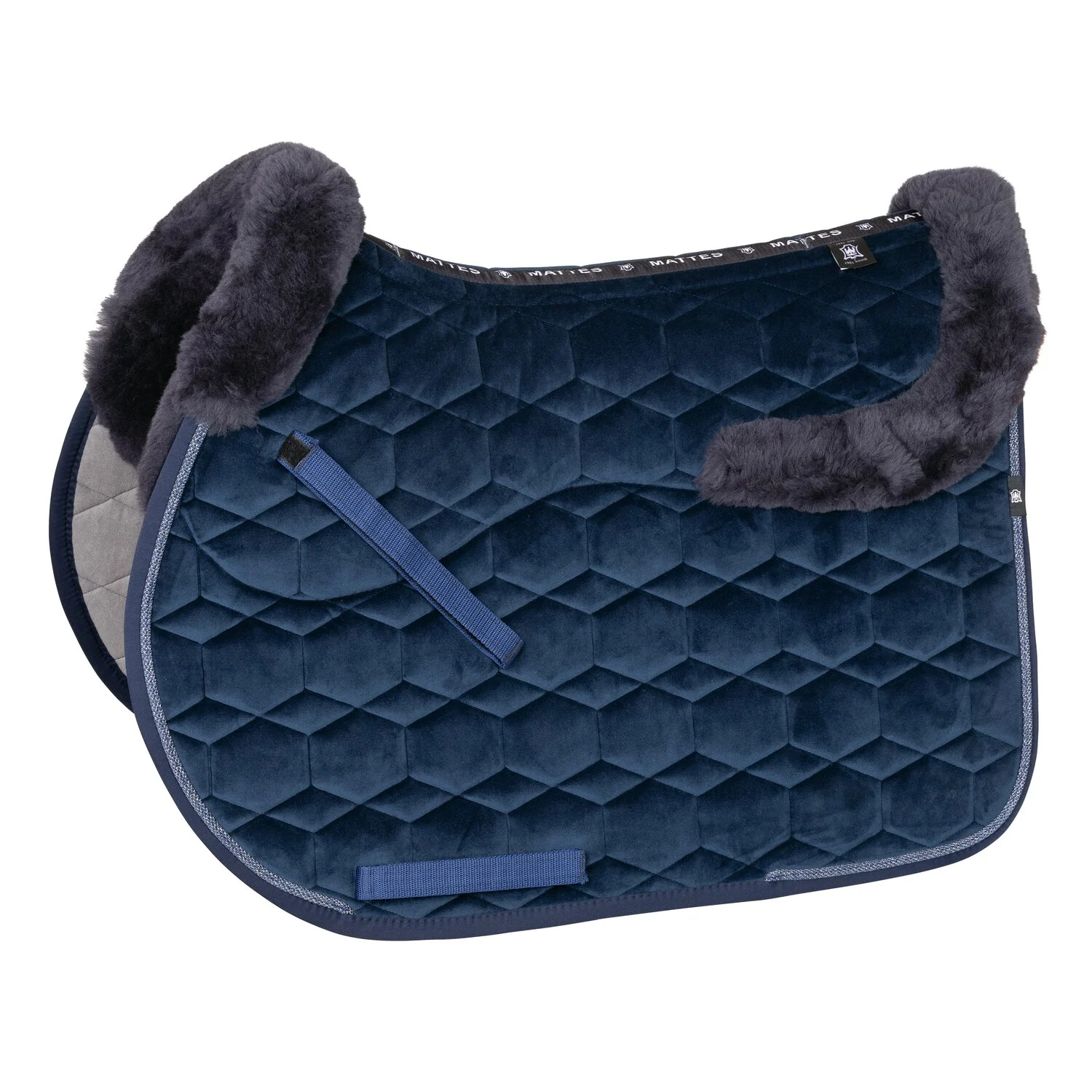 MATTES Samt-Schabracke mit Lammfell  - navy/navy