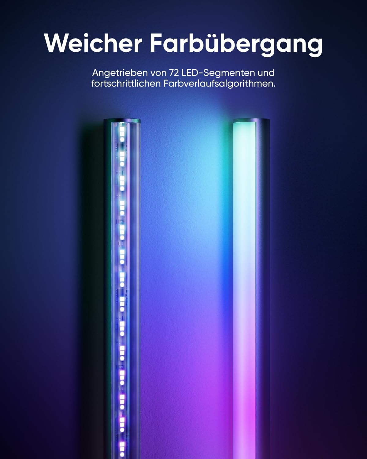 eufy Zimmer-Stehlampe E10, RGBWW LED, Smarte Stehlampe für Wohn- und Schlafzimmer, 16 Mio. Farben, 1700 Lumen, Kompatibel mit Google, Endlose KI-Lichtthemen, App-Steuerung, Musikmodus, Schwarz