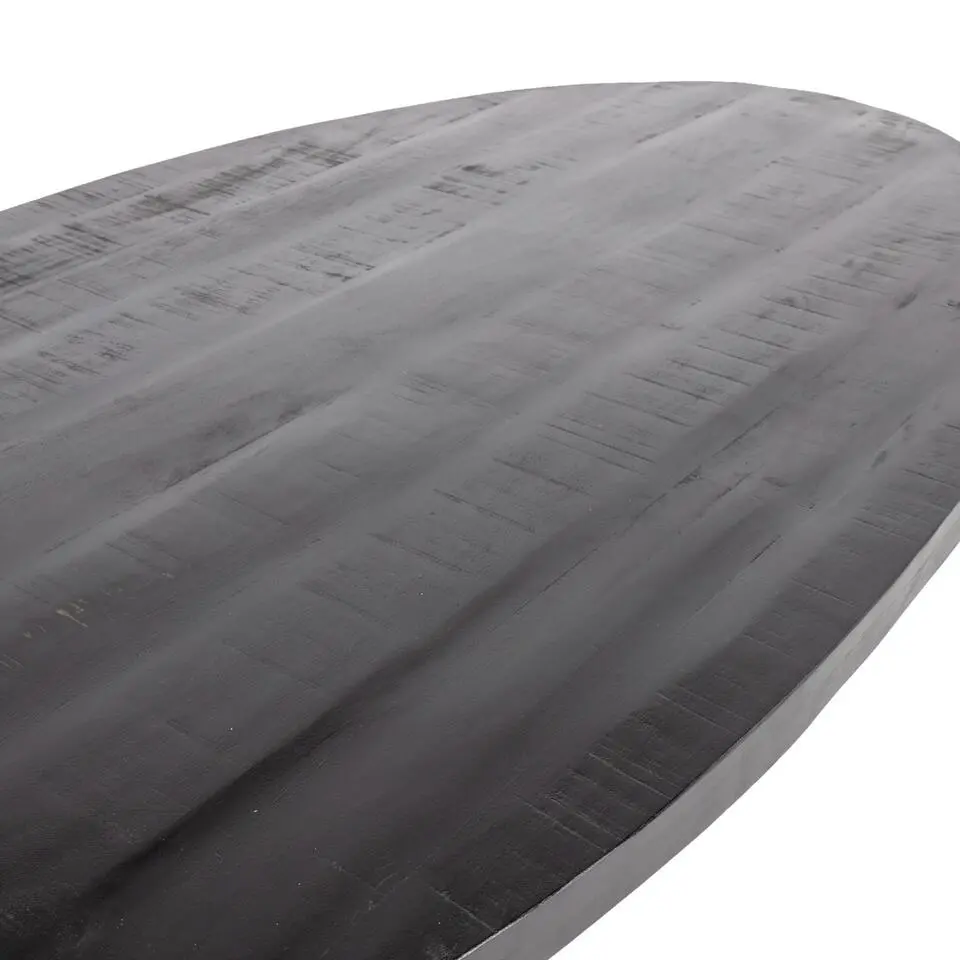 Eettafel Ovaal 240cm - Mangohout Zwart - Matrix-Poot - Mansour