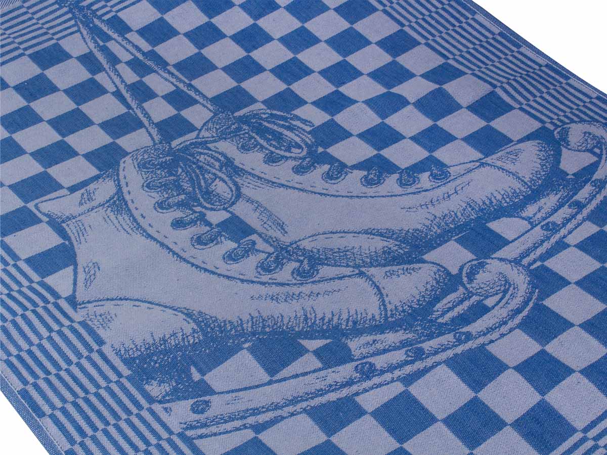 DoubleDry Schaatsen 50 x 70 cm set van 6 theedoeken - blauw