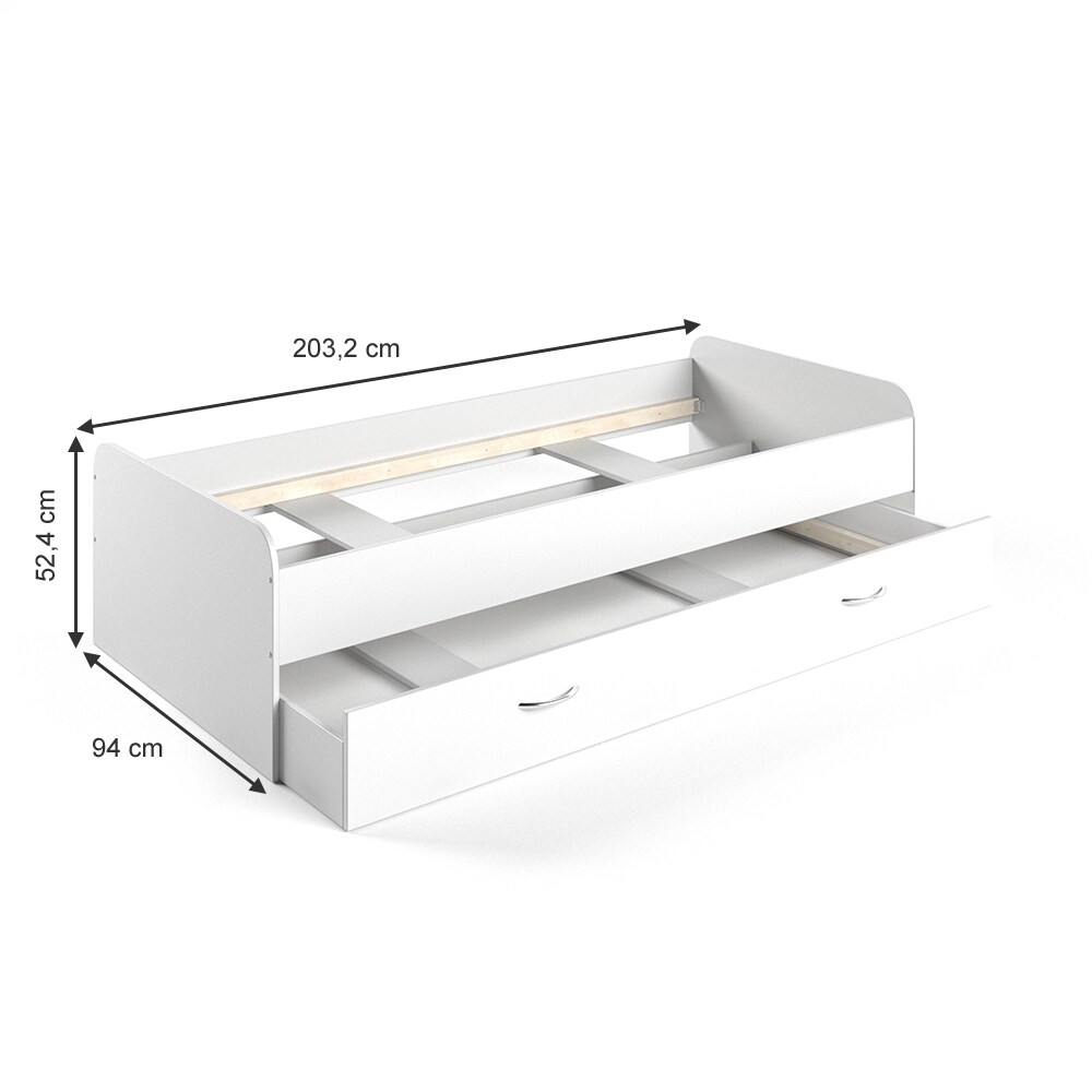VitaliSpa Bett Enzo Jugendbett mit Gästeliege Funktionsbett 90x200 cm Weiß + Matratze