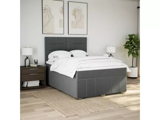 Sommier à lattes de lit avec matelas Gris foncé 160x200cm Tissu