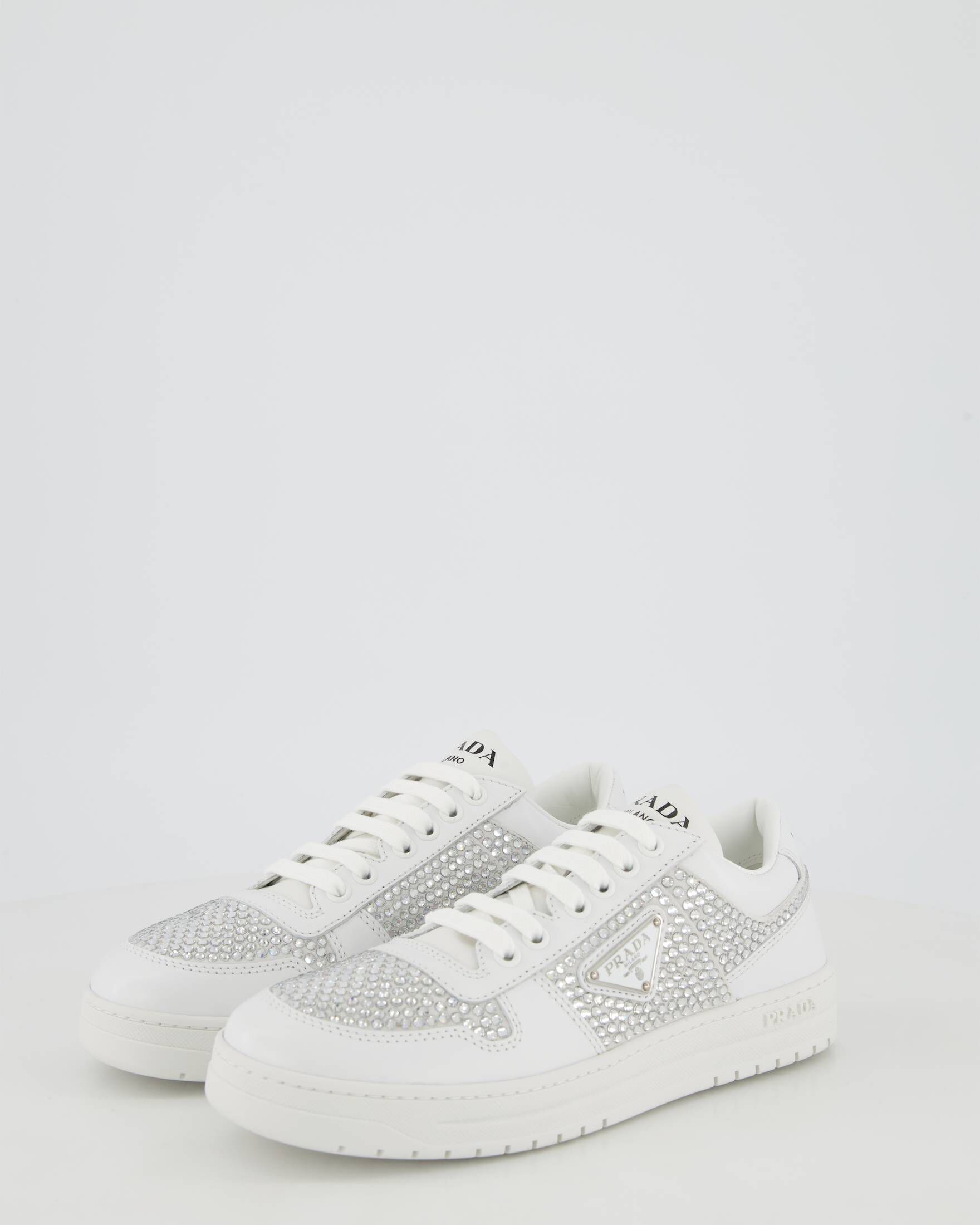 Prada| Damen Sneaker aus Leder mit Kristallen