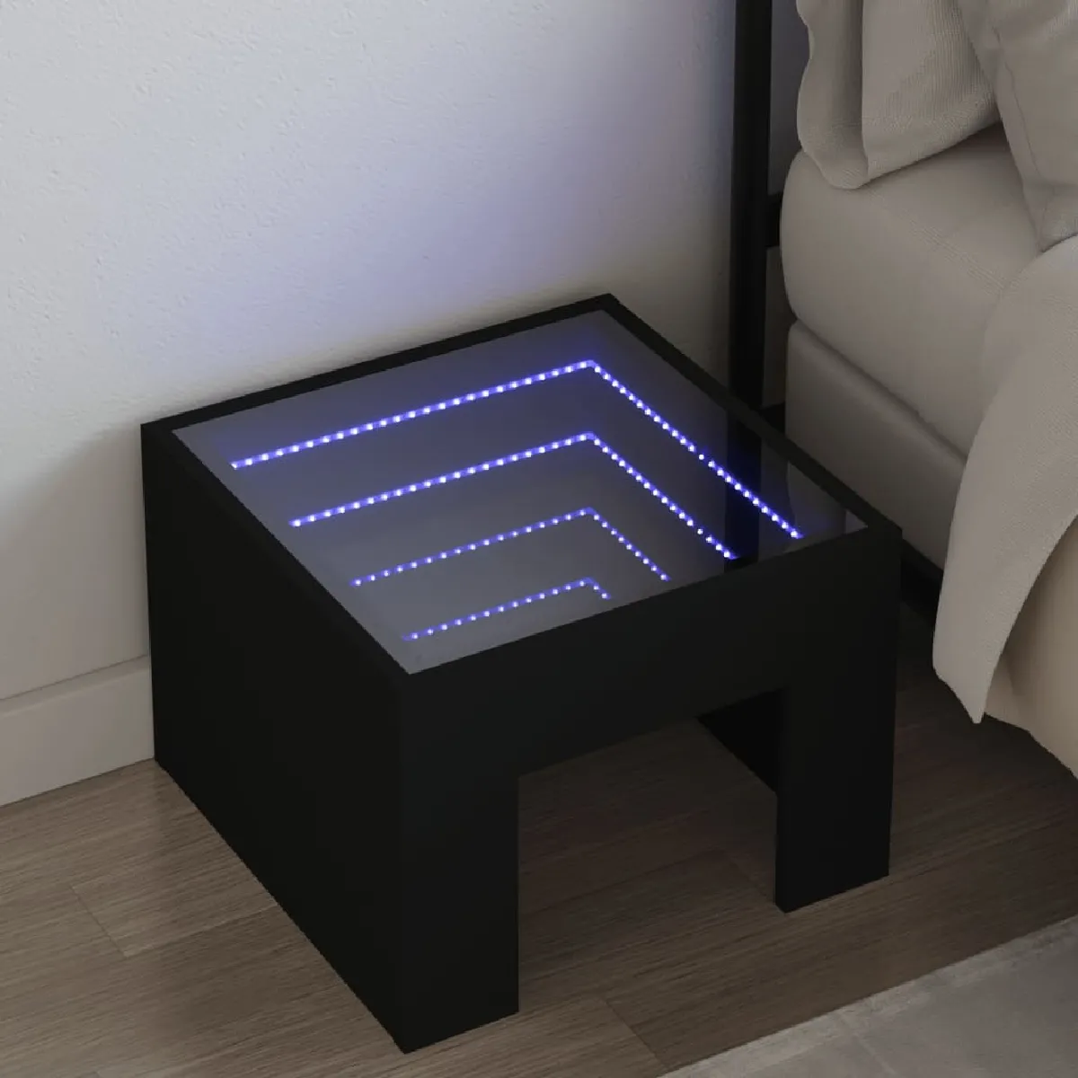 VidaXL Table de chevet LED - Noir