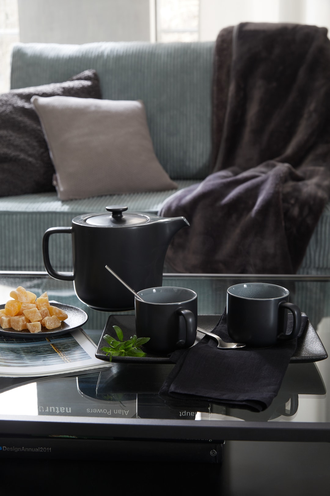 pichler Serviette PANAMA 40 x 40 cm schwarz/grau