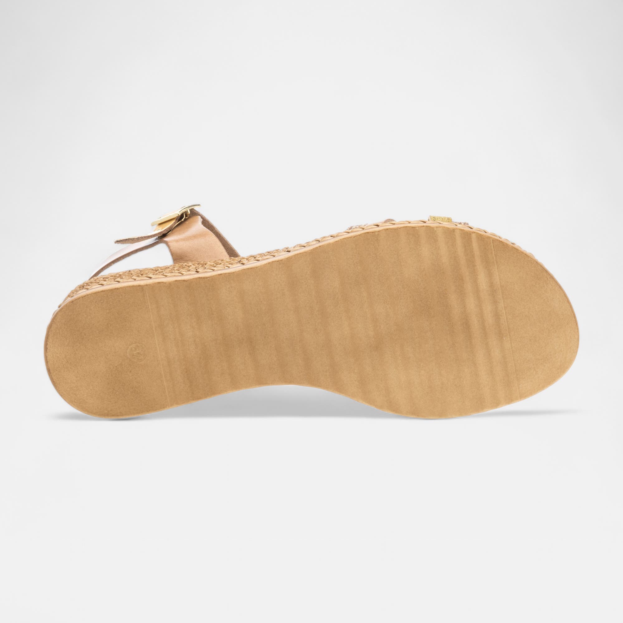 Sandales à talon compensé Femme en cuir or