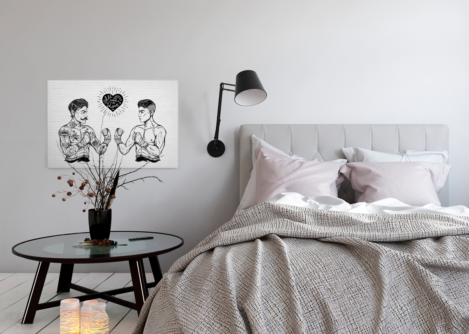 Leinwandbild ALL YOU NEED IS LOVE - schwarz - 90x60 cm