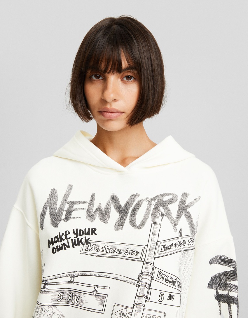 Moletom oversized com estampa de Nova York