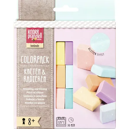 Knorr Prandell 212159053 Modelliermassen-Set Kneten & Radieren „Colorpack Pastell“, 120 g