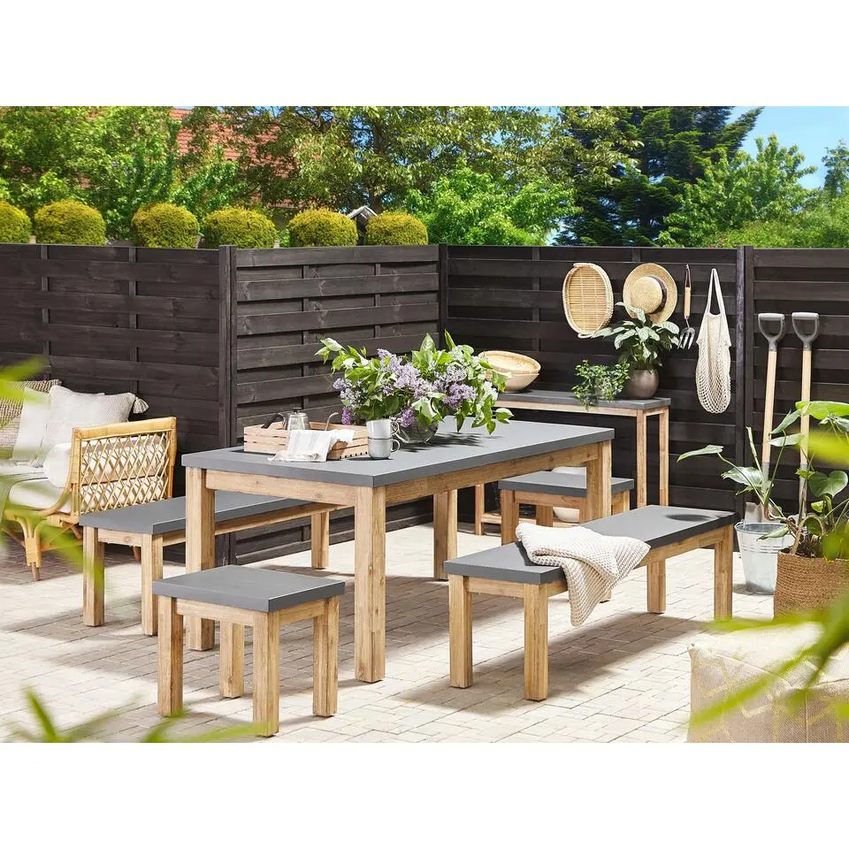 OSTUNI - Tuintafel - Grijs - 90 x 180 cm - Vezelcement