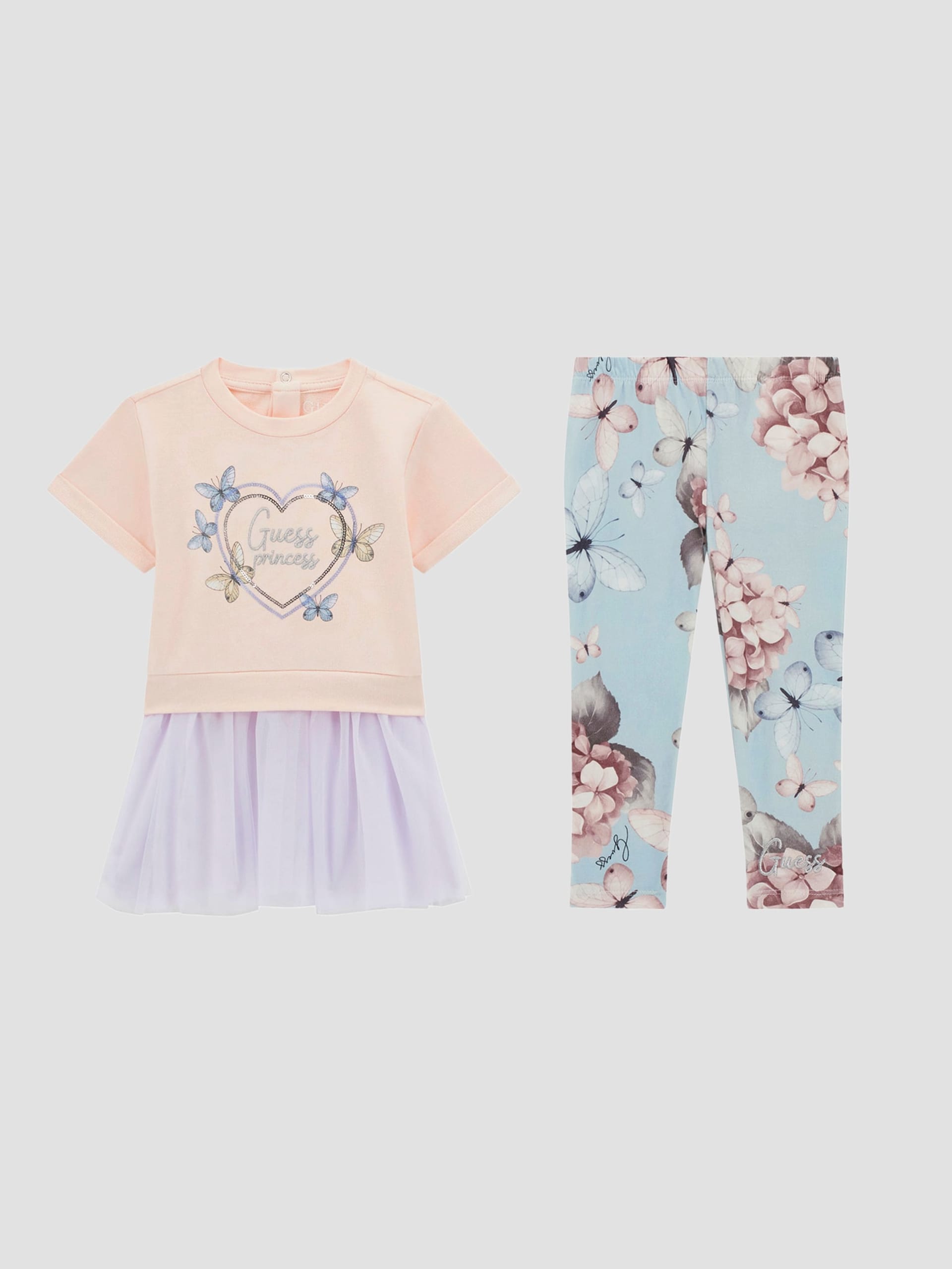 Conjunto de camiseta e leggings com estampa de borboleta (3M-7)