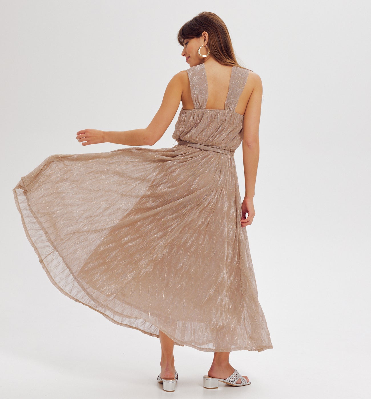 Robe longue irisée Femme - Beige