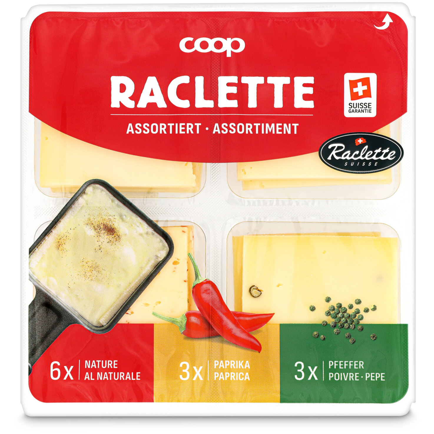 Raclettekäse Scheiben assortiert