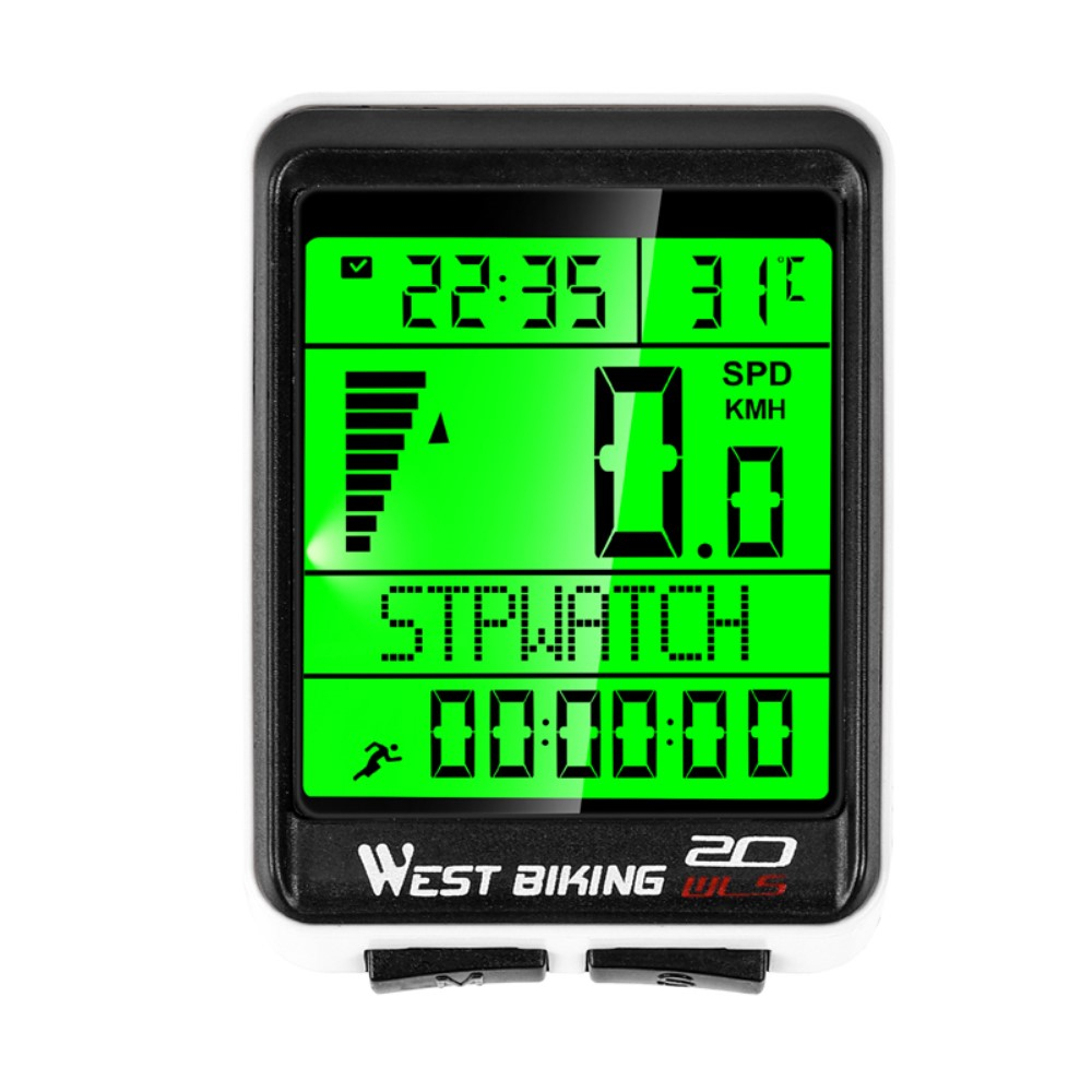 Digitaler Fahrrad Computer Tacho Geschwindigkeitsmesser Kabelloser Velo Kilometer Zähler - Weiss