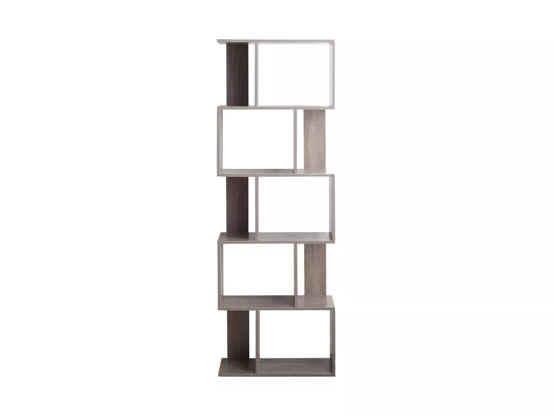 Bibliotheque 5 Etagères Mdf Gris Blanchi Bureau 169x60x24