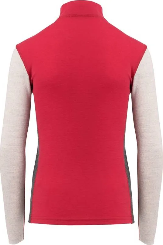 Aclima WarmWool Mock Neck Junior Jester Red/Beige Melange/Marengo