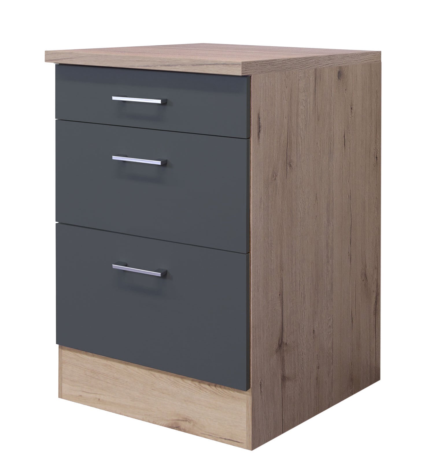 Küchen Unterschrank TIAGO 60 cm Eiche/ grau