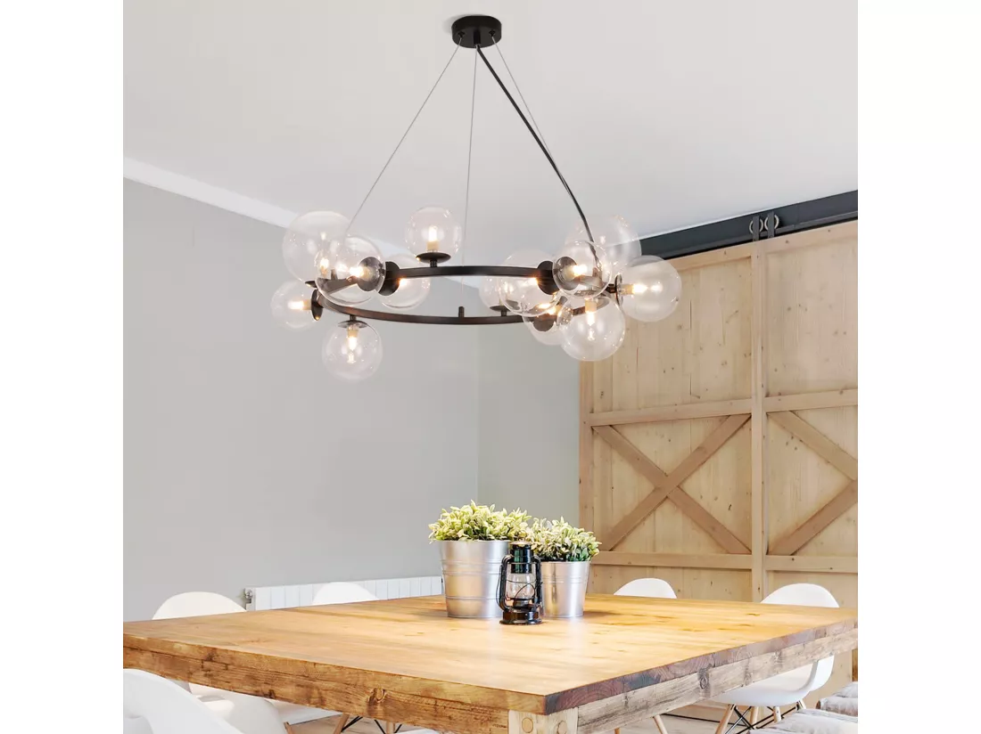 NETTLIFE Suspension table à manger lampe suspendue salon - G9 14 flammes escalier transparent moderne