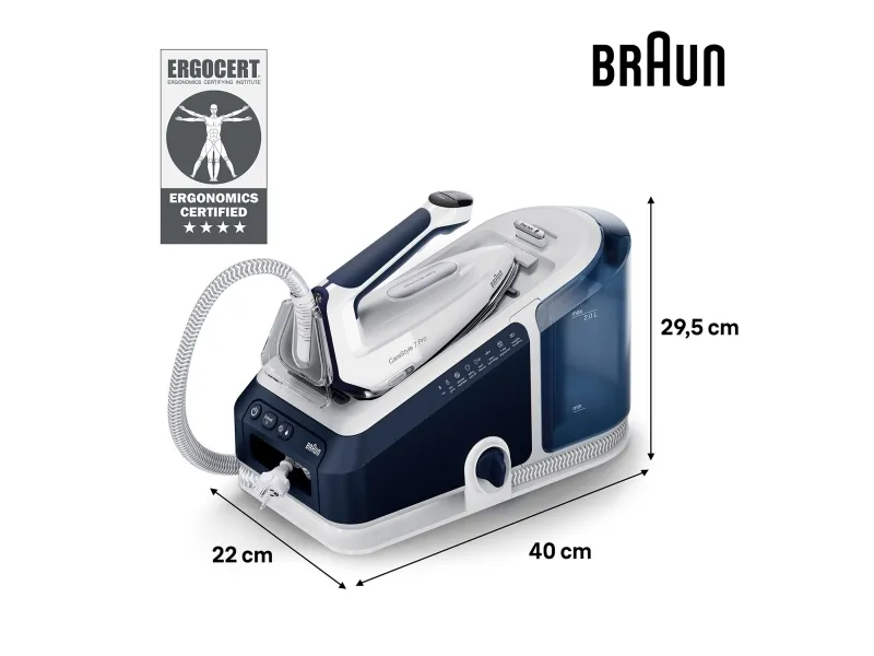 Braun CareStyle 7 Pro IS 7282 BL - Dampstrygejern med automatisk afbrydelse - såleplade: EloxalPlus FreeGlide 3D - 2700 W - blå