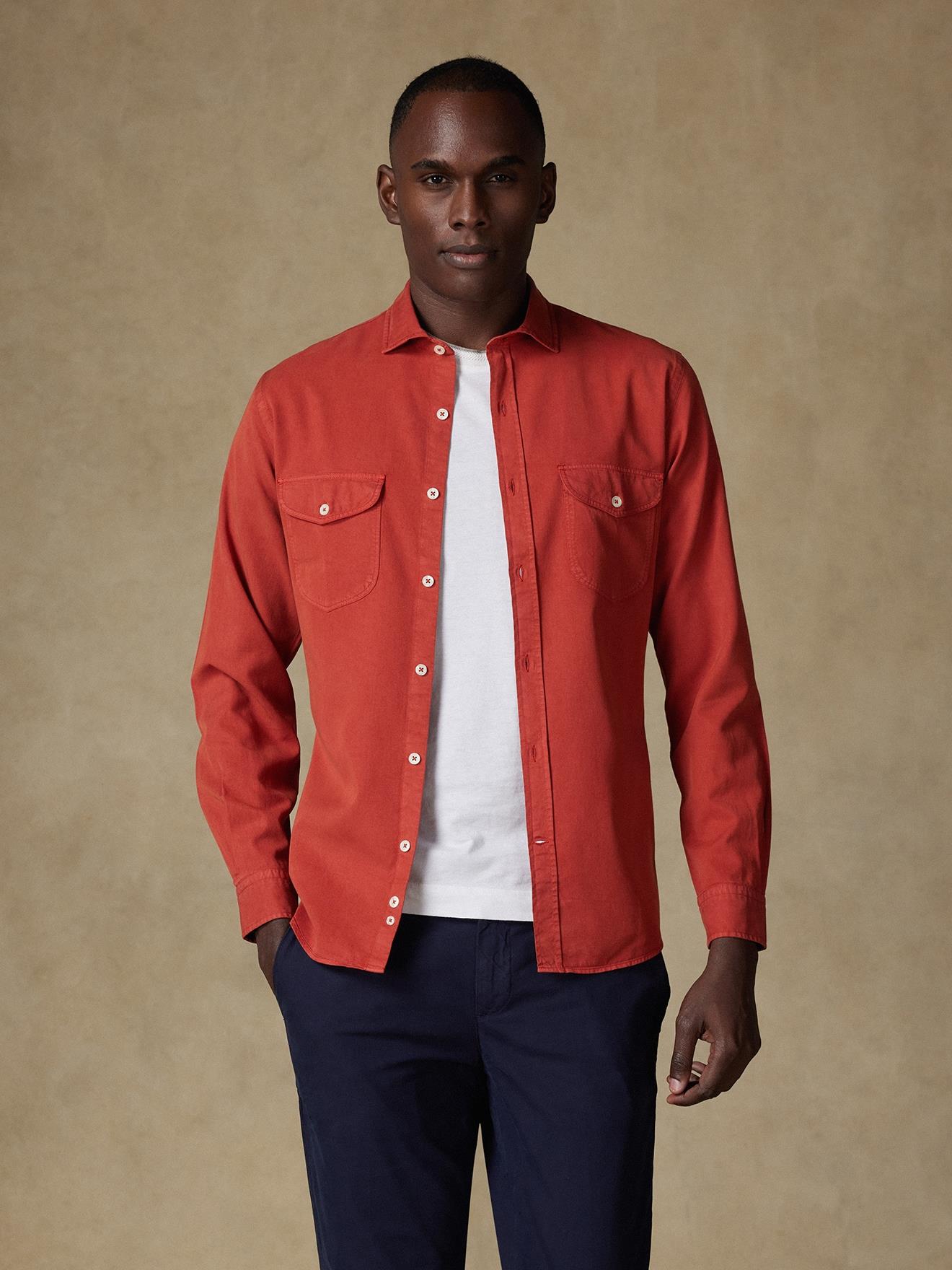 Chemise Scali en gabardine terracotta - Série limitée