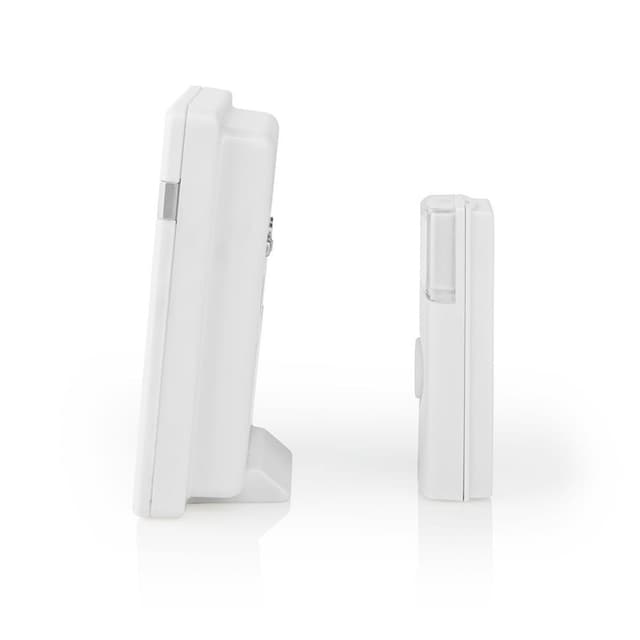 Nedis Trådløst Dørklokke Sæt | Batteri | 3 V DC | 1x CR2032 | Volume: 80 dB | Signalområde: 300 m | IP44 | 36 Melodier | 1 Modtager | Hvid