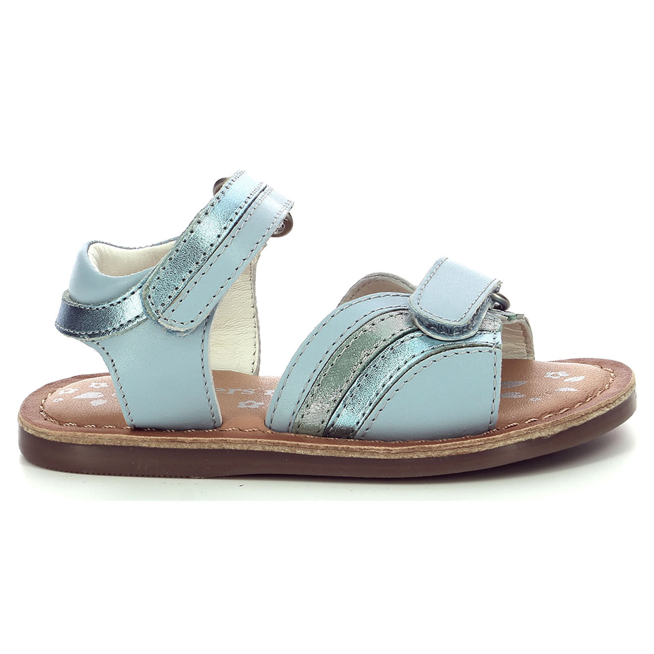 Kickers Sandales en Cuir Divizza bleu clair métallisé