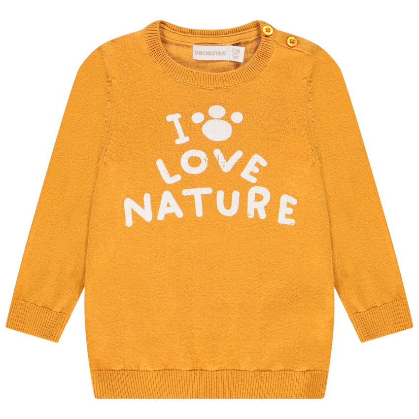 Pull en coton à message pour bébé garçon - Beige