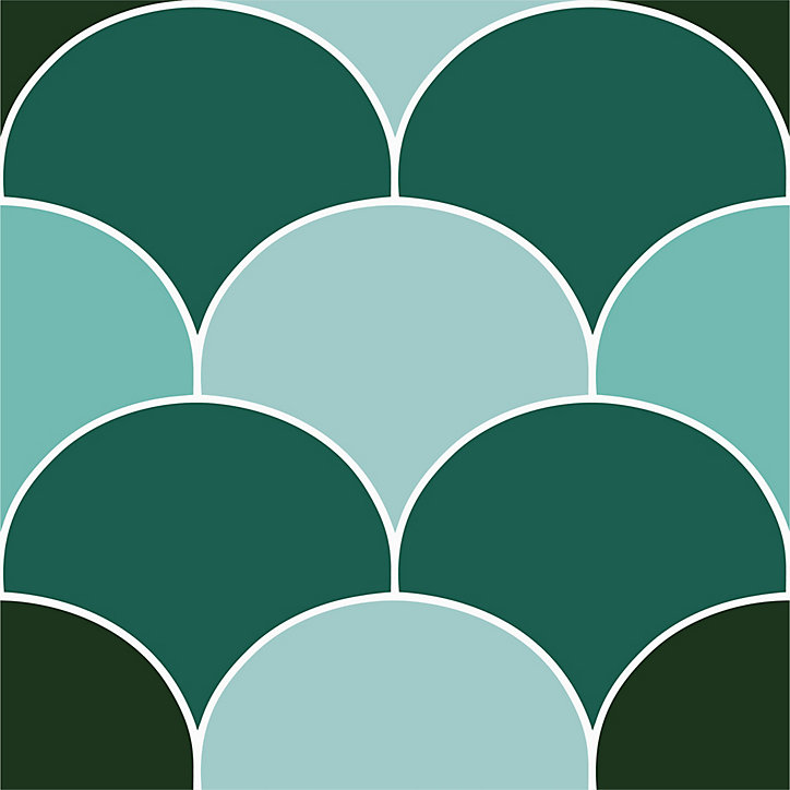Lot 8 carreaux adhésifs décoratifs Vinyl Way Marrakech Dada Art motif cercle vert L.20 x L.20 cm x ep.1,3 mm