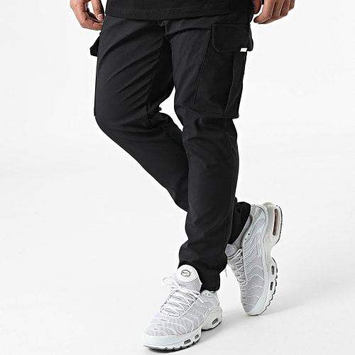 Ensemble Tee Shirt A Poche Poitrine Et Pantalon Cargo LL615 Noir