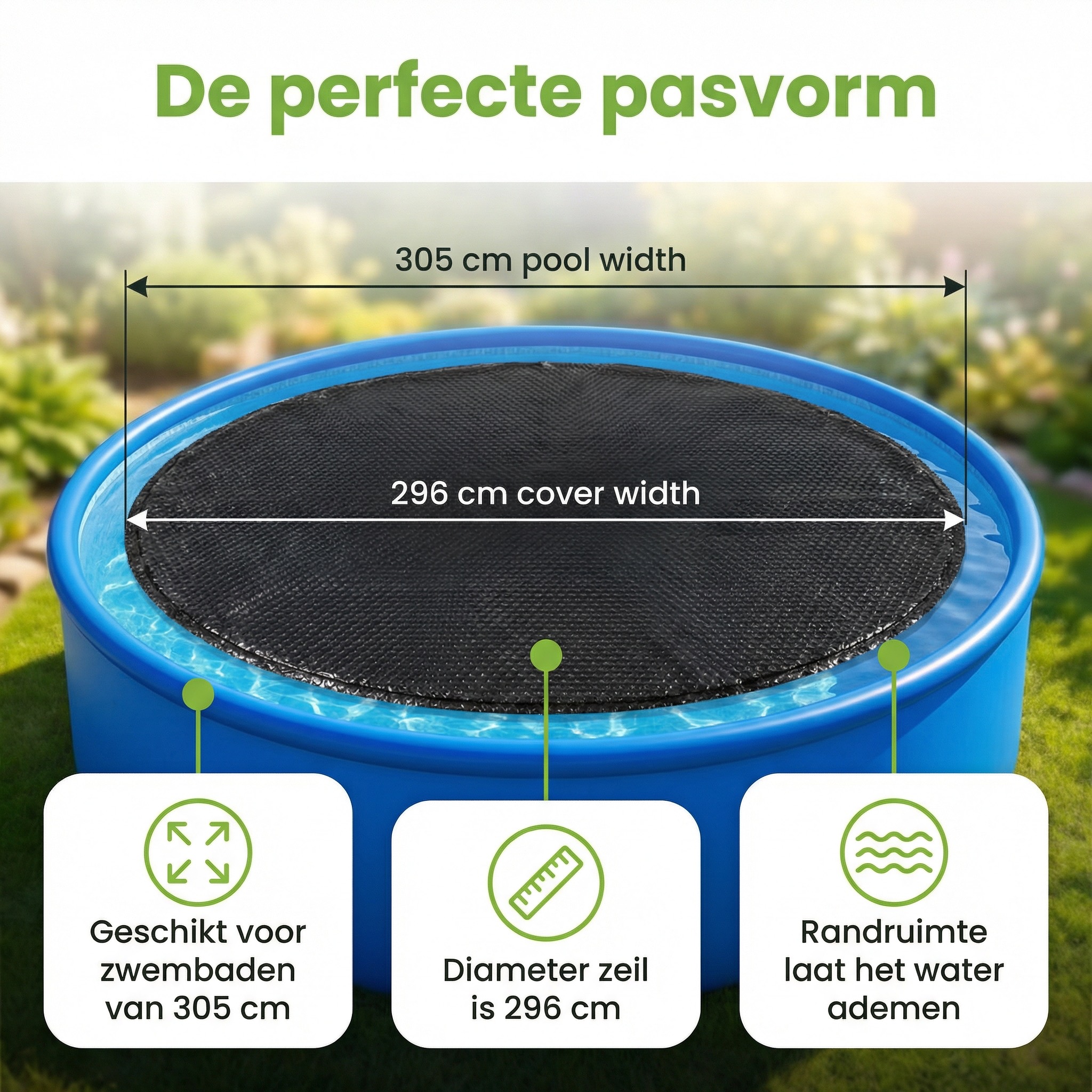 Comfortpool pro ø305 cm afdekzeil - Black