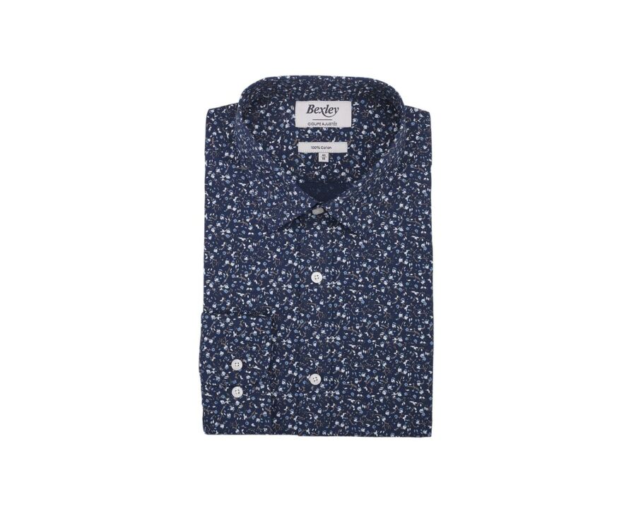 Chemise marine imprimée motif bleu - MÉDÉRIC