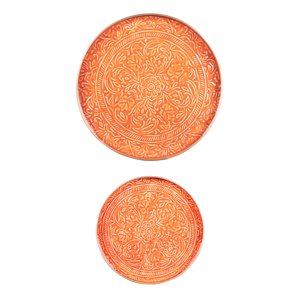 Set de 2 plateaux ronds Tosca orange Table passion