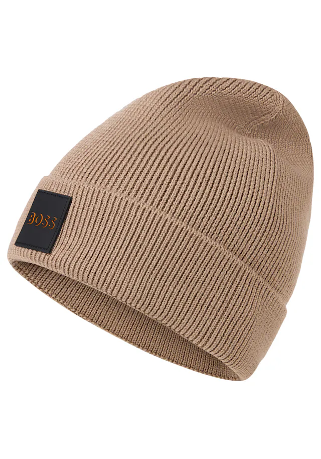 BOSS ORANGE Strickmütze »Foxxy Hat«, mit Label-Aufnäher