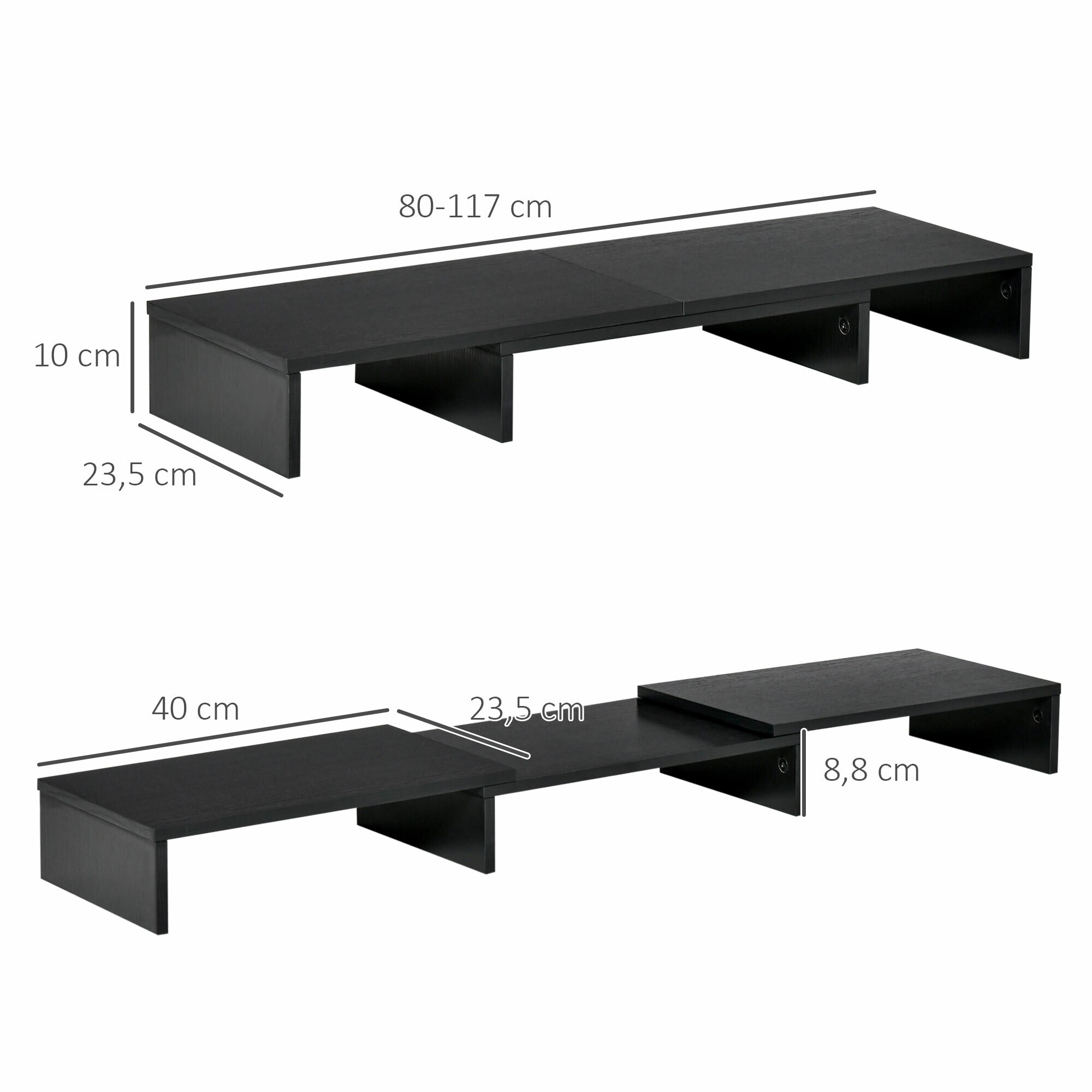Vinsetto Monitorständer bestehend aus 3 Ablageflächen schwarz 117L x 23,5B x 10H cm