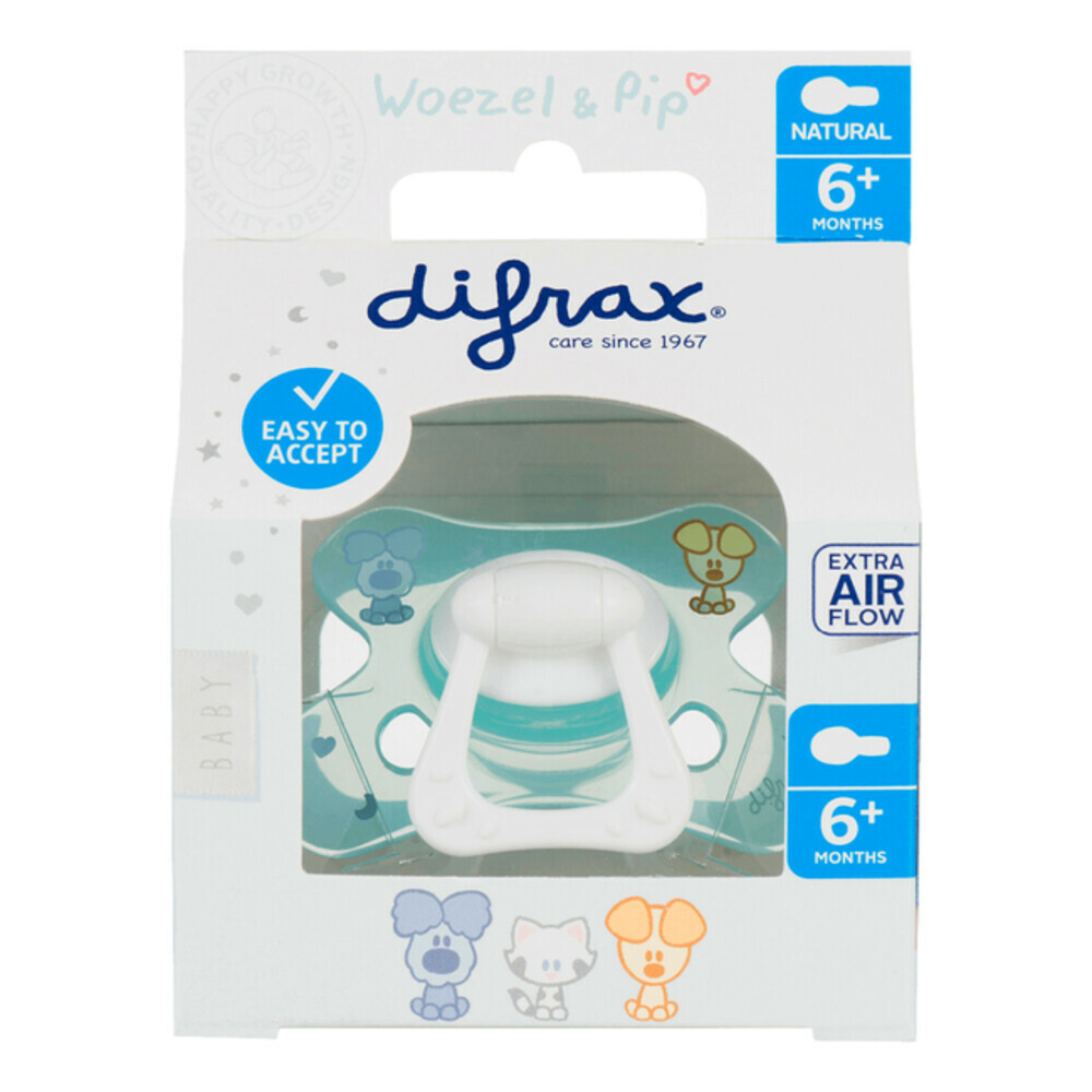 Difrax Fopspeen Natural 6+ mnd Woezel & Pip1 stuk