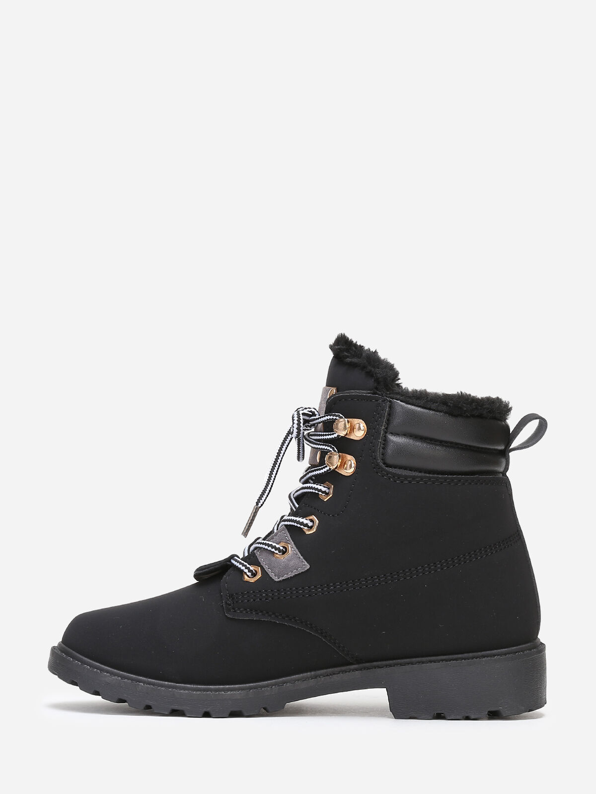Bottines style rangers fourrées- noir_gris