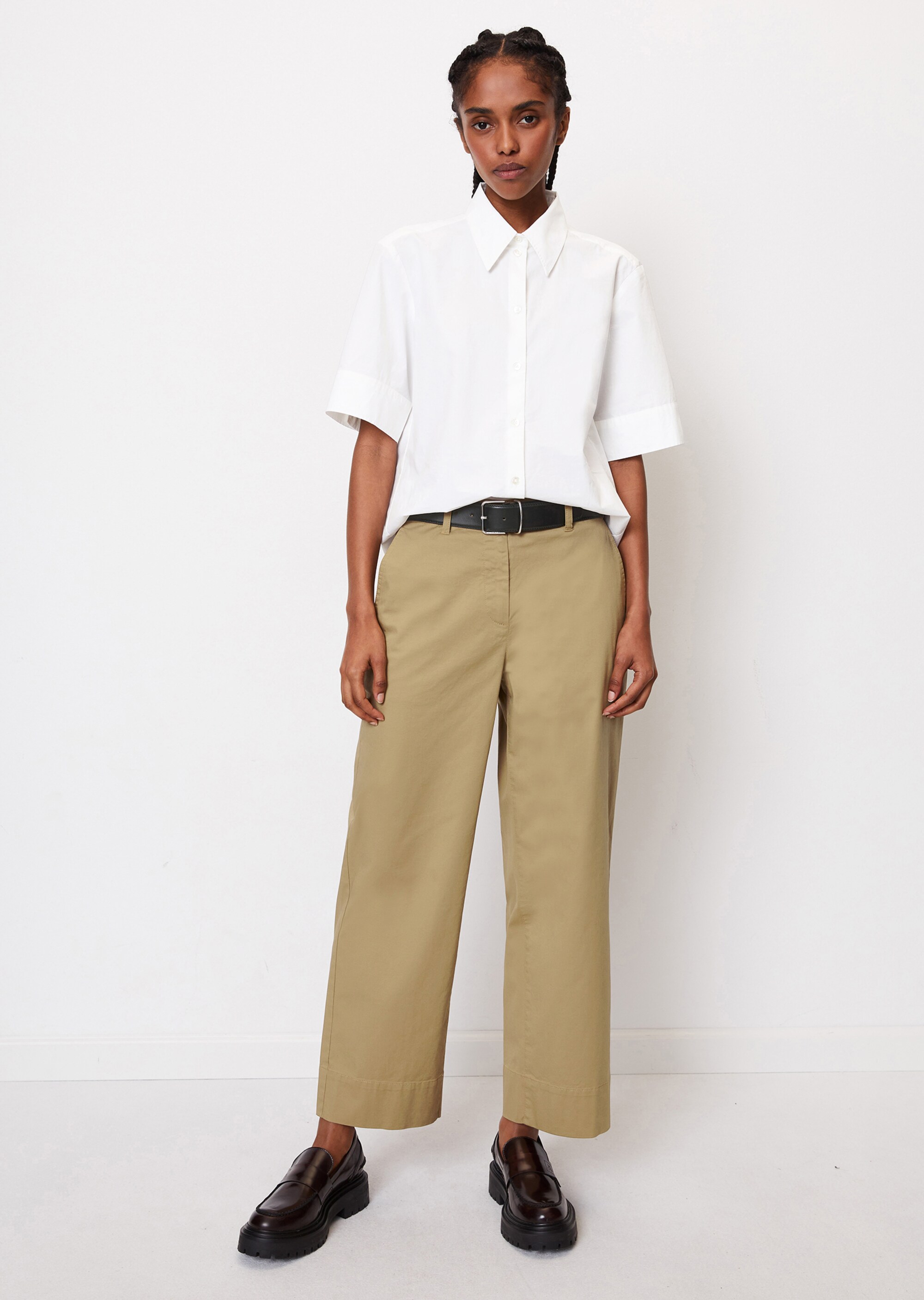Weite Hose verkürzt aus stretchigem Organic Cotton-Twill