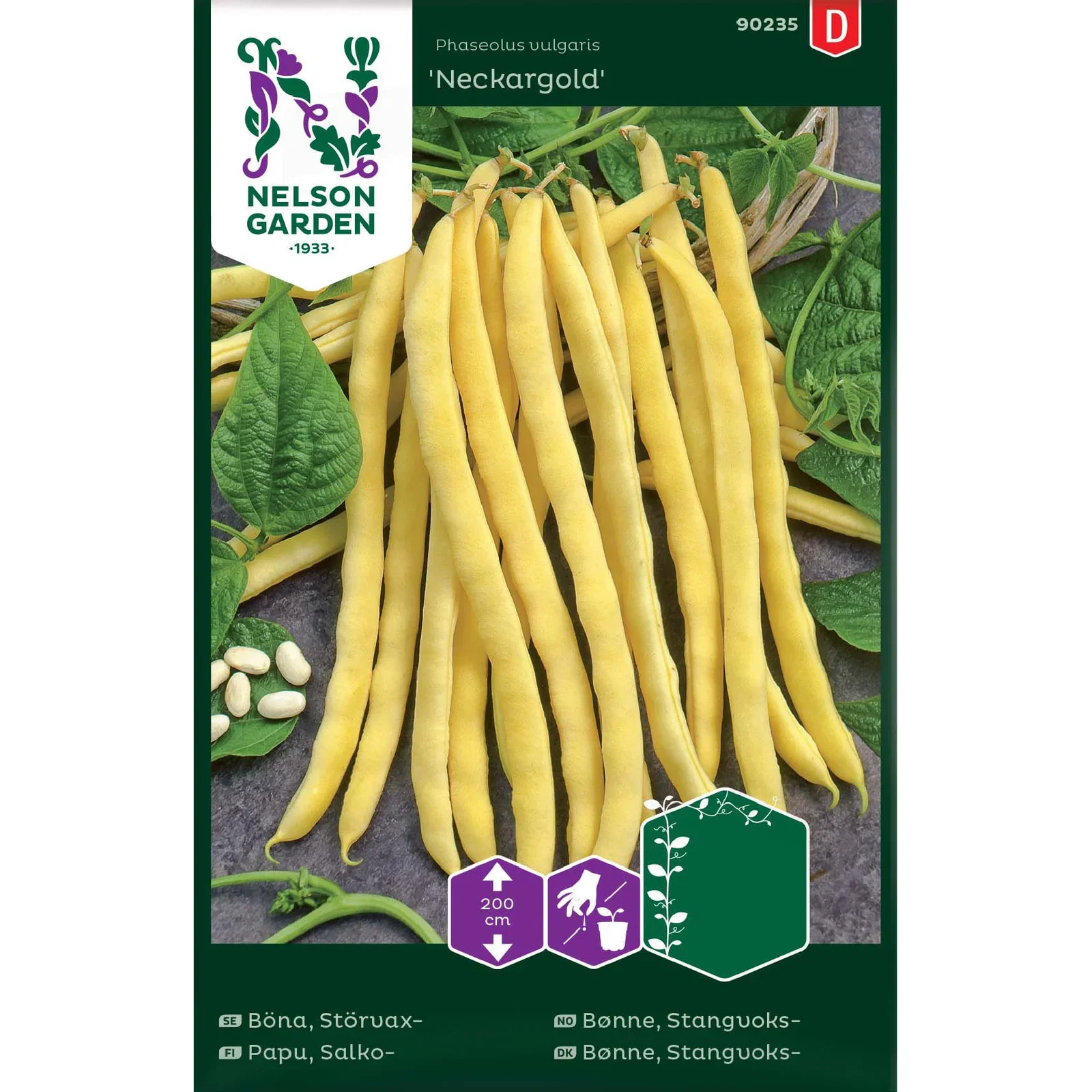 Phaseolus vulgaris 'Neckargold' Stangvoksbønne 'Neckargold'