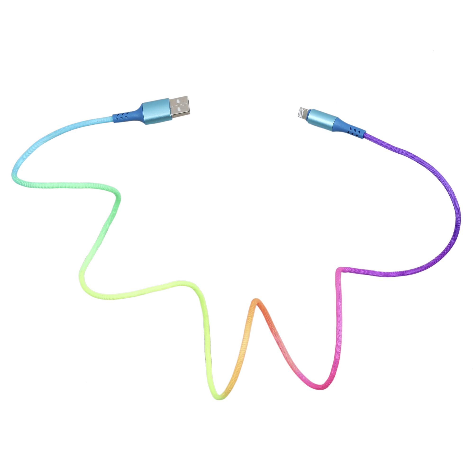 CABLE CHARGE 2A ET SYNCRO IPHONE ARC EN CIEL
