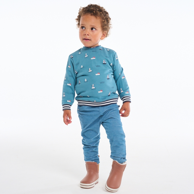 Sweat molleton imprimé mer bleu bébé garçon