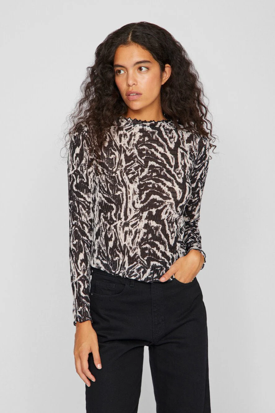 Vila  Vilarine Nala Funnelneck bluse - Black Beauty