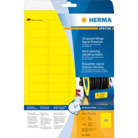 HERMA Signal-Etiketten, stark haftend, gelb, 45,7 x 21,2mm, 1200 Stück