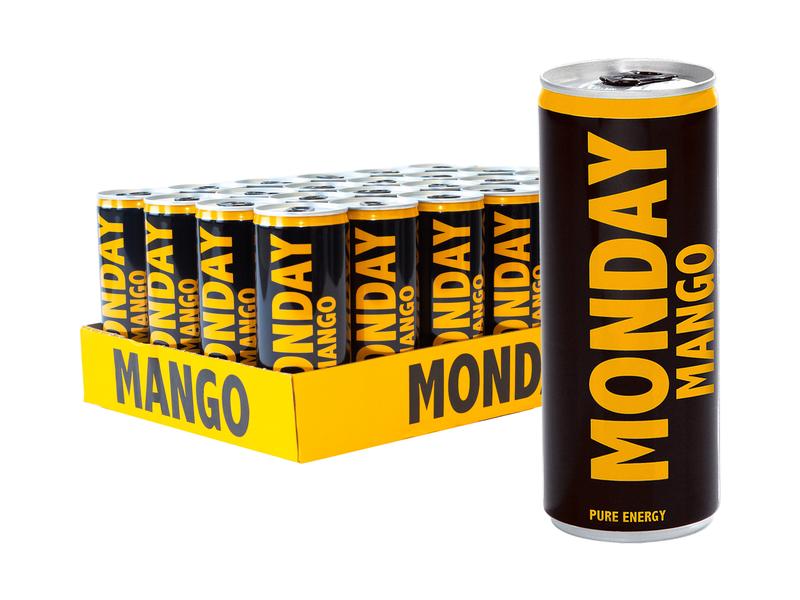 MONDAY Energy Drink Mango 24 x 0.25 l Erfrischendes Energiegetränk