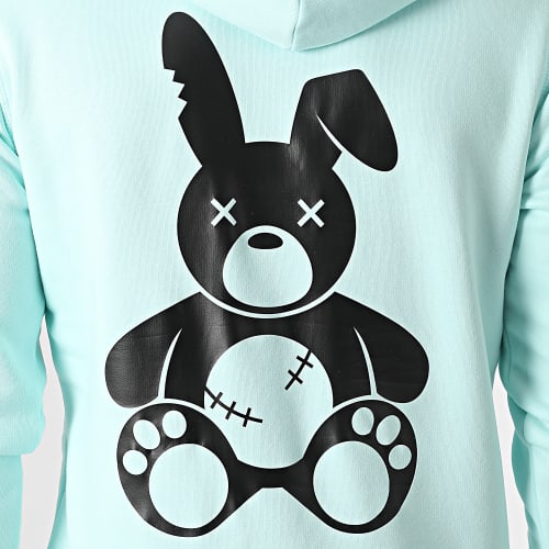 Sweat Capuche Lapin Vert Menthe Noir
