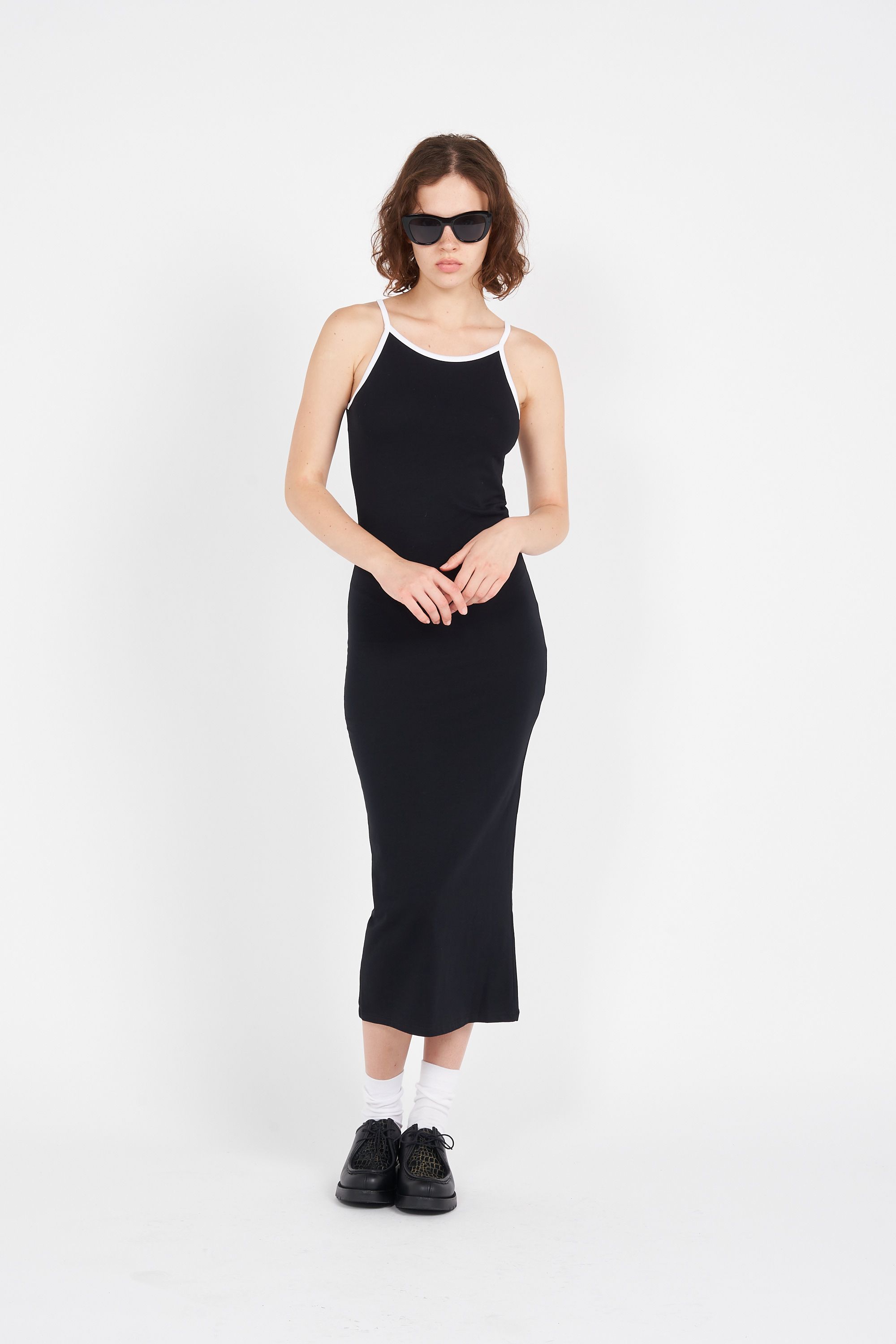 NOISY MAY Robe NMKARIN S/L CONTRAST BODYCON DRESS LAB Noir