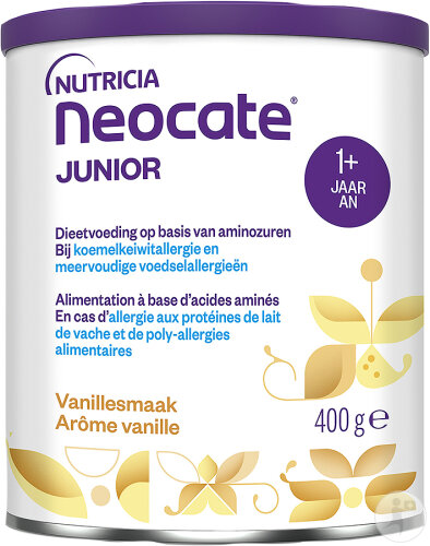 Nutricia Neocate Junior Allergie Protéines Lait De Vache Fraise Arôme Vanille Dès 1 An Boîte 400g