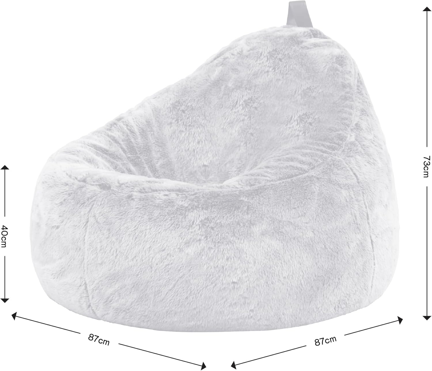 Icon Cocoon Sitzsack Sessel, Creme, Flauschiger Kunstpelzstoff, Sitzsack Erwachsene mit Füllung, Bean Bag, Flauschig Lounge Sessel, Lounge Stuhl, Schlafzimmer, Wohnzimmer, Wohnzimmer Möbel