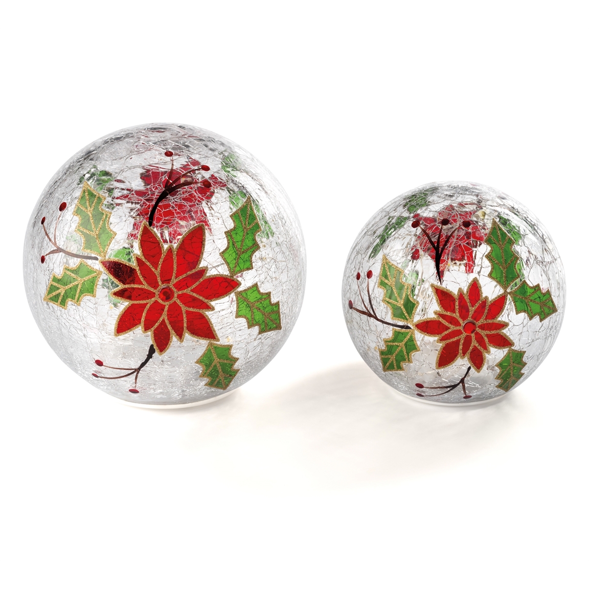 2 globes poinsettia LED